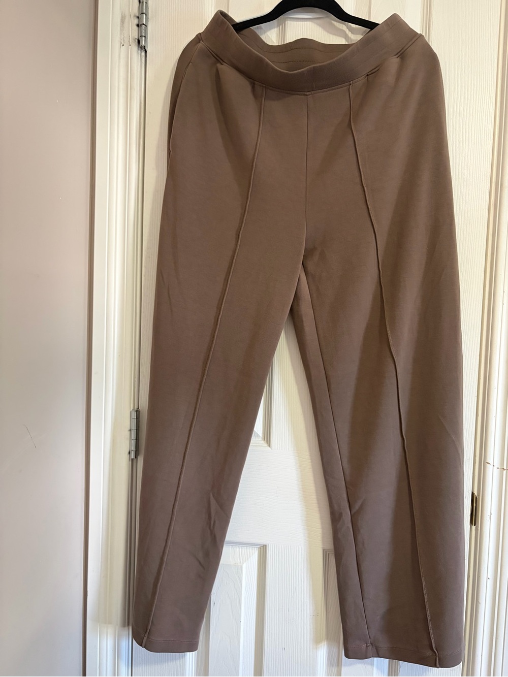 Sage Wide-Leg Knit Pants in Taupe Brown